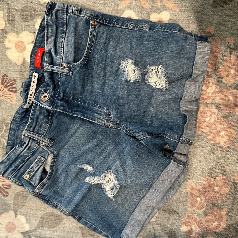 Celebrity Pink Light Blue Denim Shorts